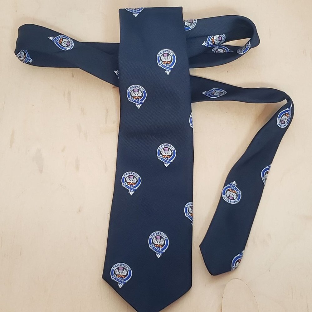 Vintage Scotland Crest Neck Tie Navy Blue